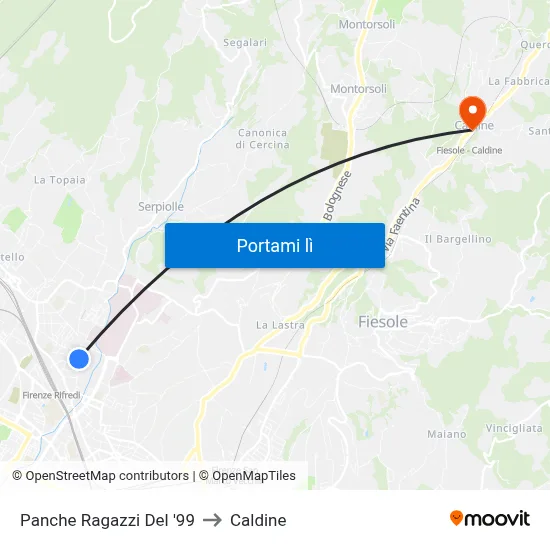 Panche Ragazzi Del '99 to Caldine map