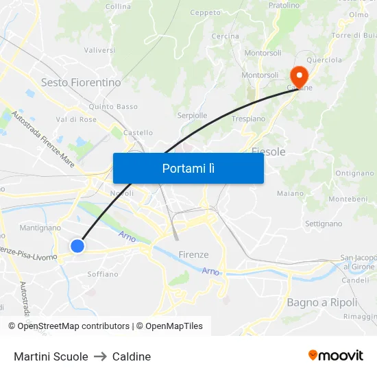 Martini Scuole to Caldine map