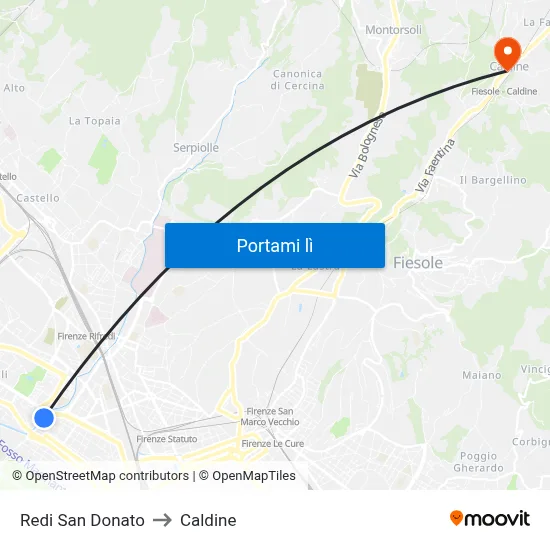Redi San Donato to Caldine map