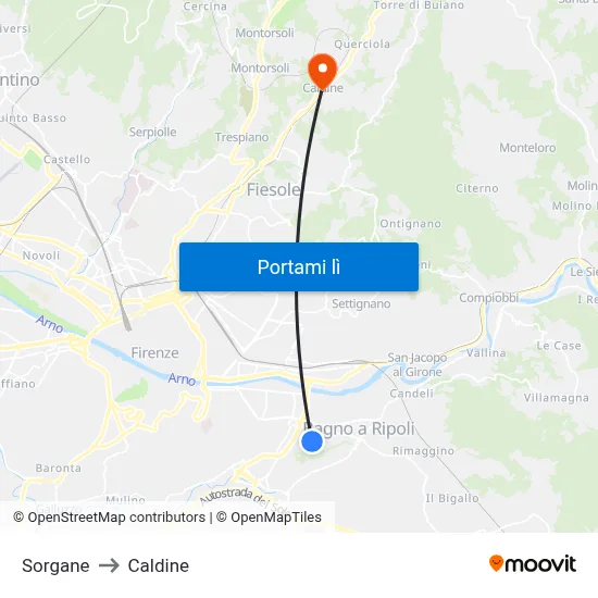 Sorgane to Caldine map