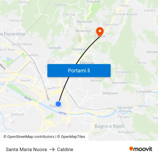 Santa Maria Nuova to Caldine map