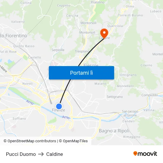 Pucci Duomo to Caldine map