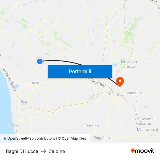 Bagni Di Lucca to Caldine map