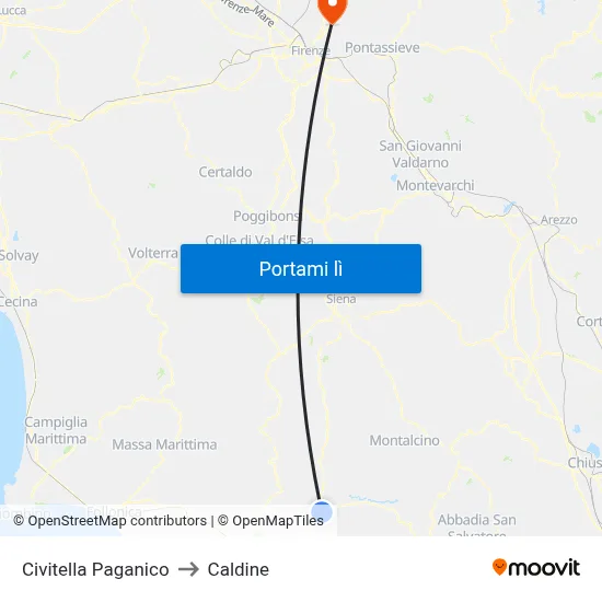 Civitella Paganico to Caldine map