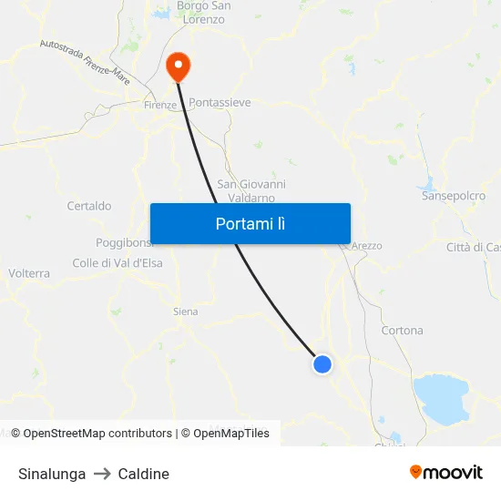 Sinalunga to Caldine map
