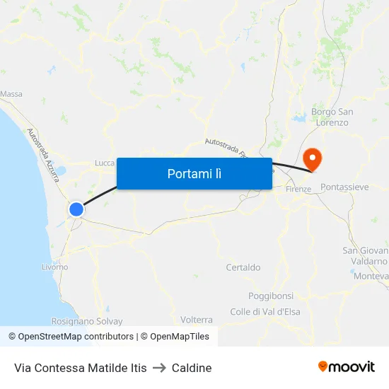 Via Contessa Matilde Itis to Caldine map