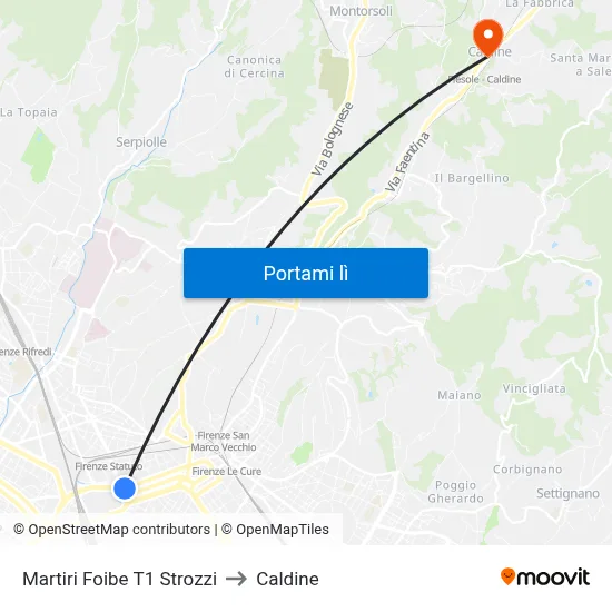 Martiri Foibe T1 Strozzi to Caldine map