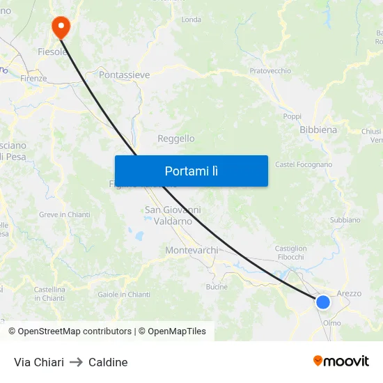Via Chiari to Caldine map