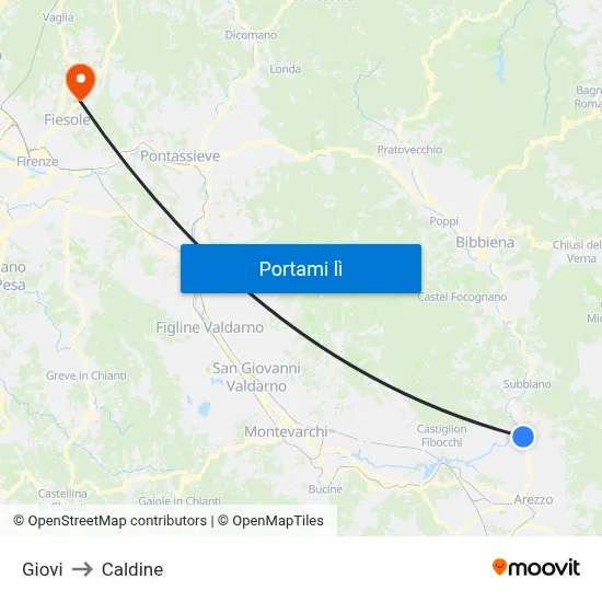 Giovi to Caldine map