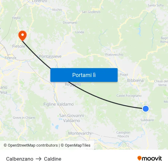 Calbenzano to Caldine map