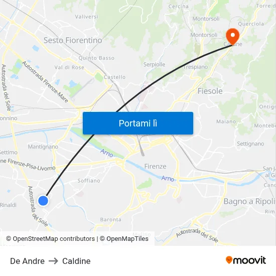 De Andre to Caldine map