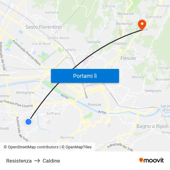Resistenza to Caldine map