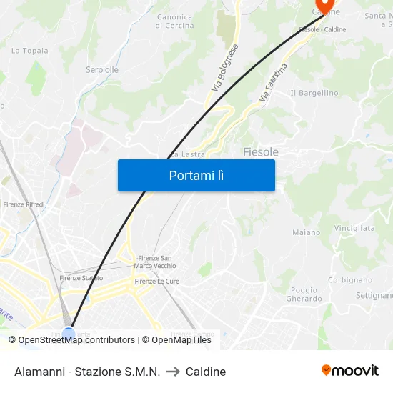 Alamanni - Stazione S.M.N. to Caldine map