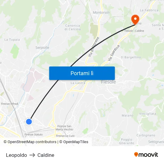 Leopoldo to Caldine map
