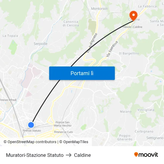 Muratori-Stazione Statuto to Caldine map