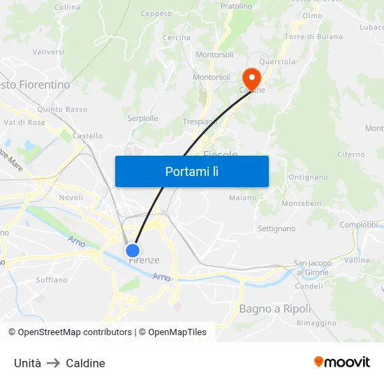 Unità to Caldine map