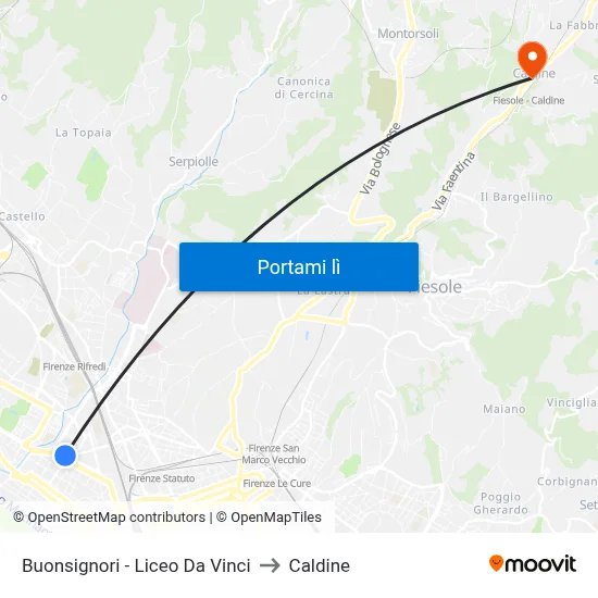 Buonsignori - Liceo Da Vinci to Caldine map