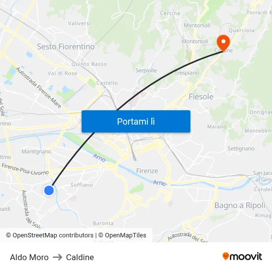 Aldo Moro to Caldine map