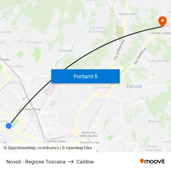 Novoli - Regione Toscana to Caldine map