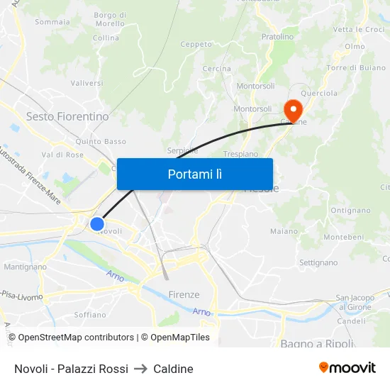 Novoli - Palazzi Rossi to Caldine map