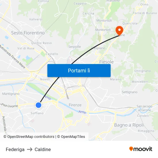 Federiga to Caldine map