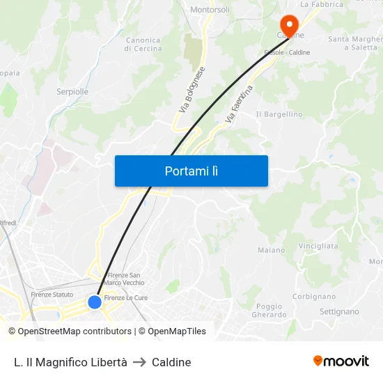 L. Il Magnifico Libertà to Caldine map