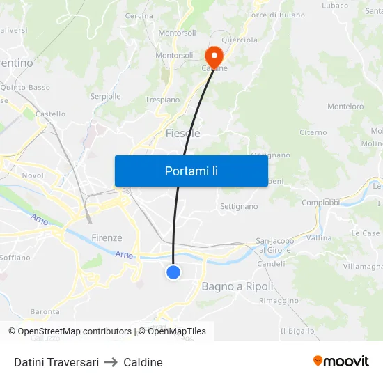 Datini Traversari to Caldine map
