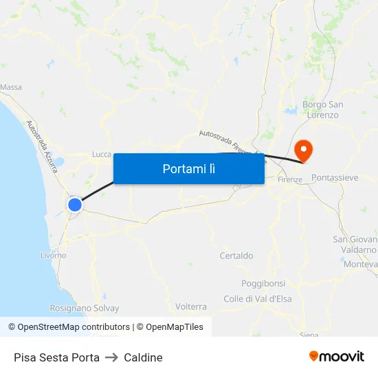 Pisa Sesta Porta to Caldine map