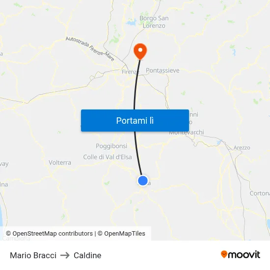 Mario Bracci to Caldine map