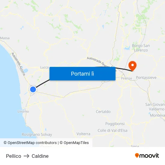 Pellico to Caldine map