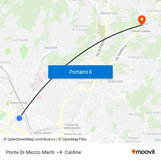 Ponte Di Mezzo Mariti to Caldine map