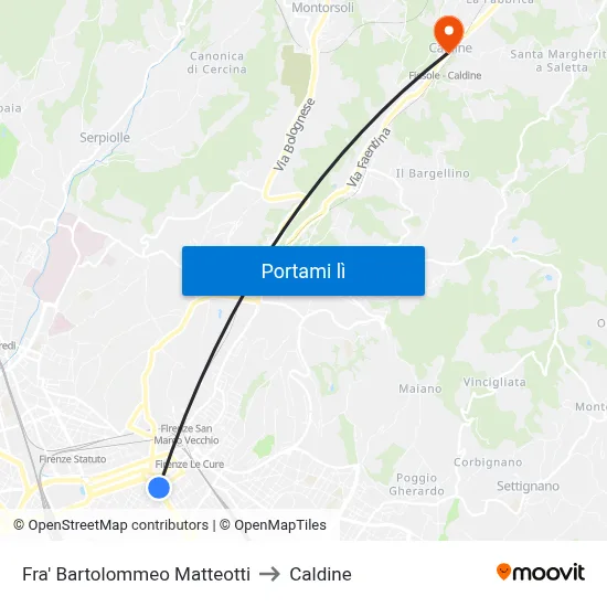 Fra' Bartolommeo Matteotti to Caldine map