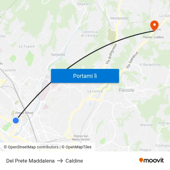 Del Prete Maddalena to Caldine map