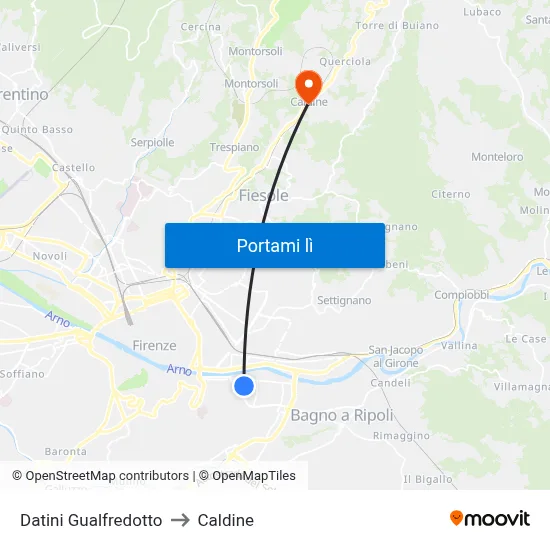 Datini Gualfredotto to Caldine map