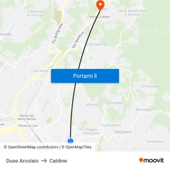 Duse Arcolaio to Caldine map