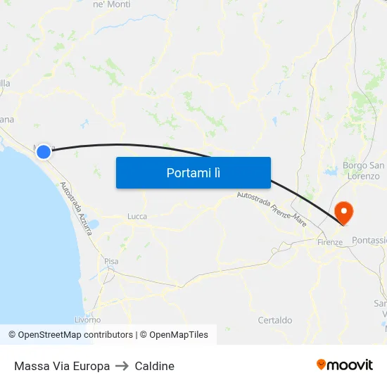 Massa Via Europa to Caldine map