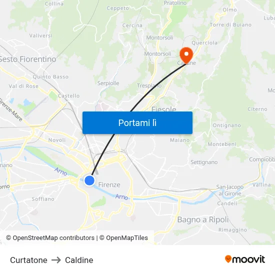 Curtatone to Caldine map