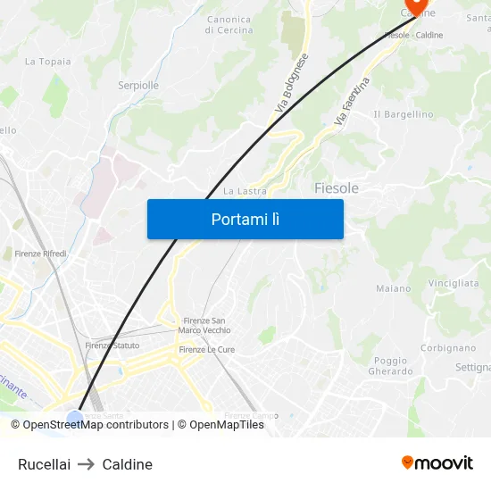 Rucellai to Caldine map