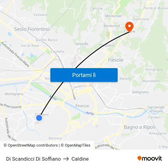 Di Scandicci Di Soffiano to Caldine map