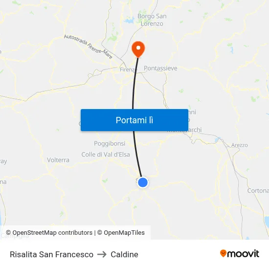 Risalita San Francesco to Caldine map