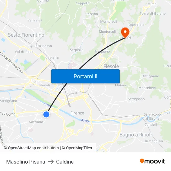 Masolino Pisana to Caldine map