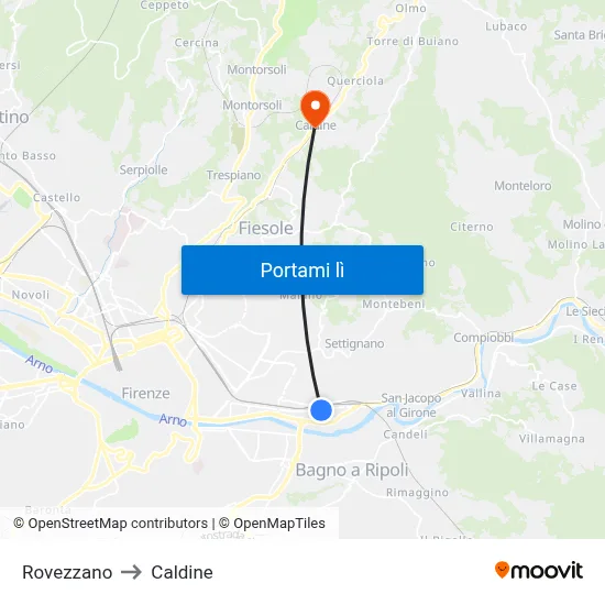 Rovezzano to Caldine map