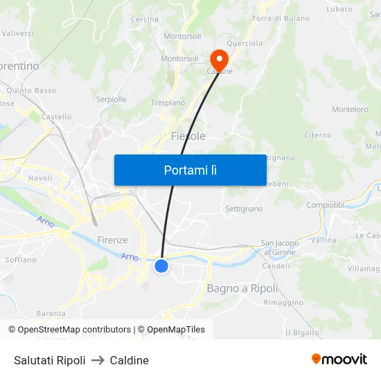 Salutati Ripoli to Caldine map