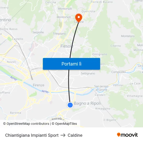 Chiantigiana Impianti Sport to Caldine map
