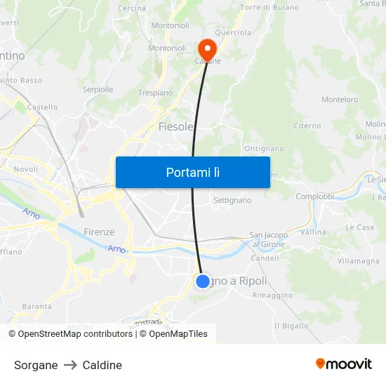 Sorgane to Caldine map