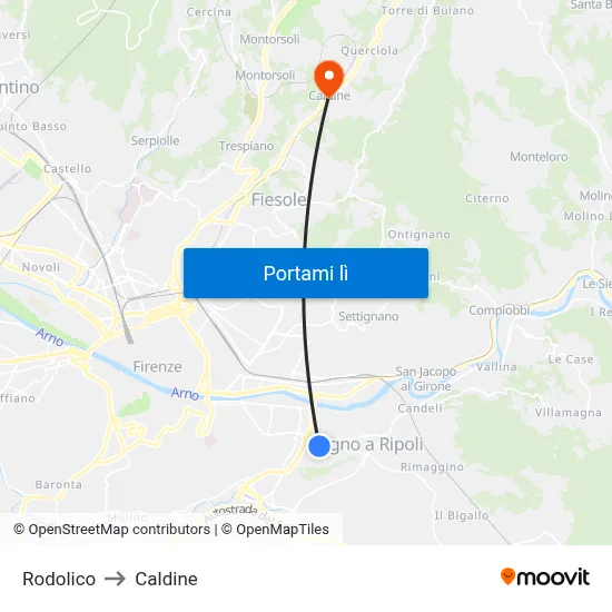 Rodolico to Caldine map