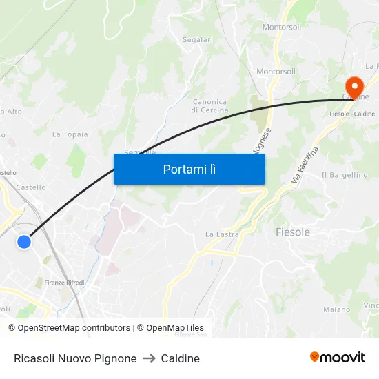 Ricasoli Nuovo Pignone to Caldine map