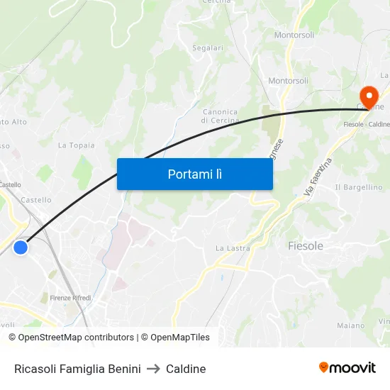 Ricasoli Famiglia Benini to Caldine map