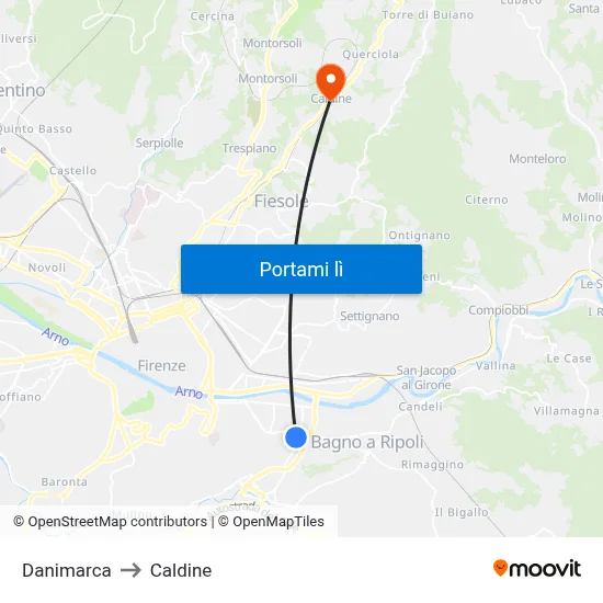 Danimarca to Caldine map