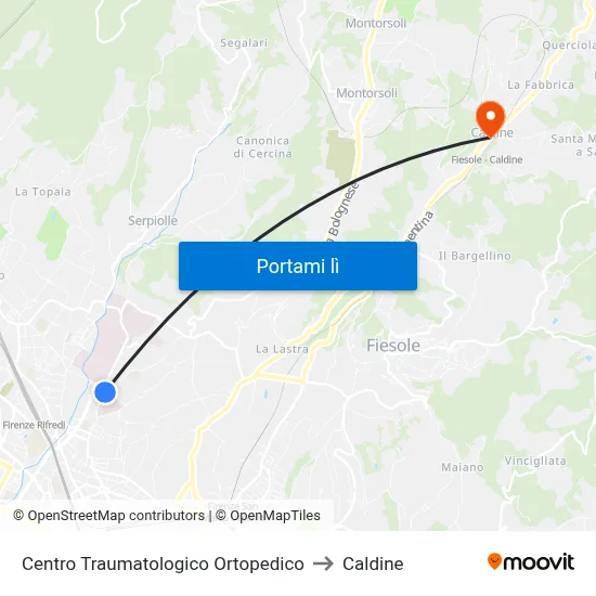Centro Traumatologico Ortopedico to Caldine map